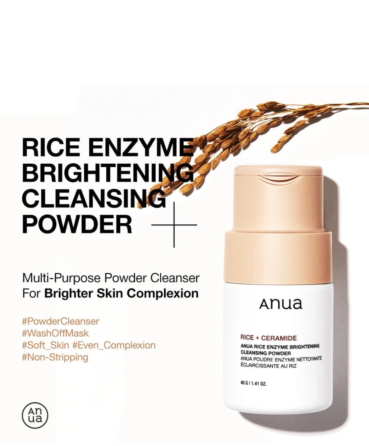 Anua  Rice Brightening Enzyme Cleansing Powder 40 G