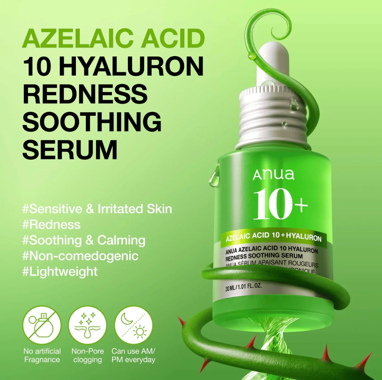 Anua Azeliac Acid 10 Hyaluron Redness Soothing Serum