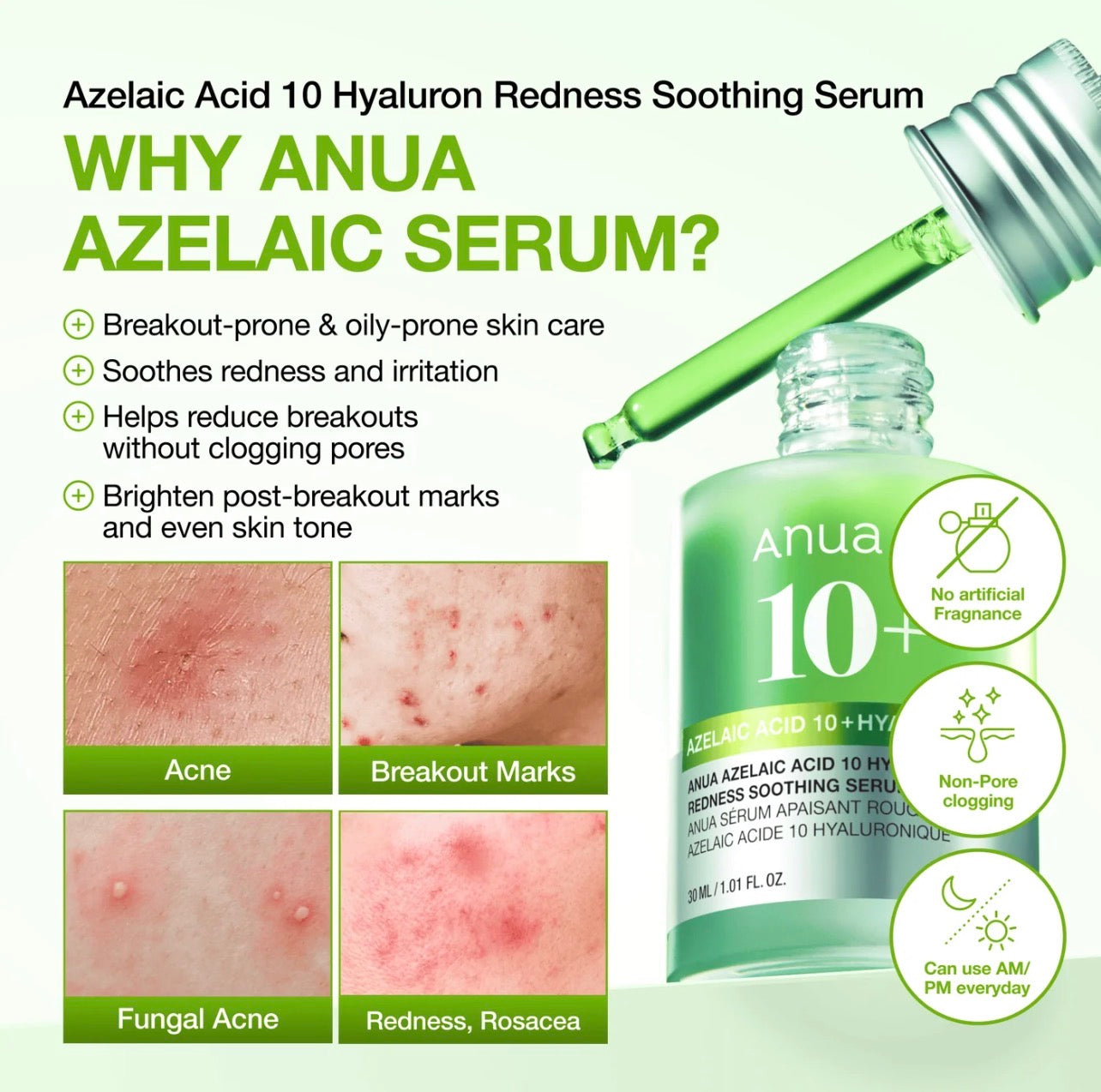 Anua Azeliac Acid 10 Hyaluron Redness Soothing Serum
